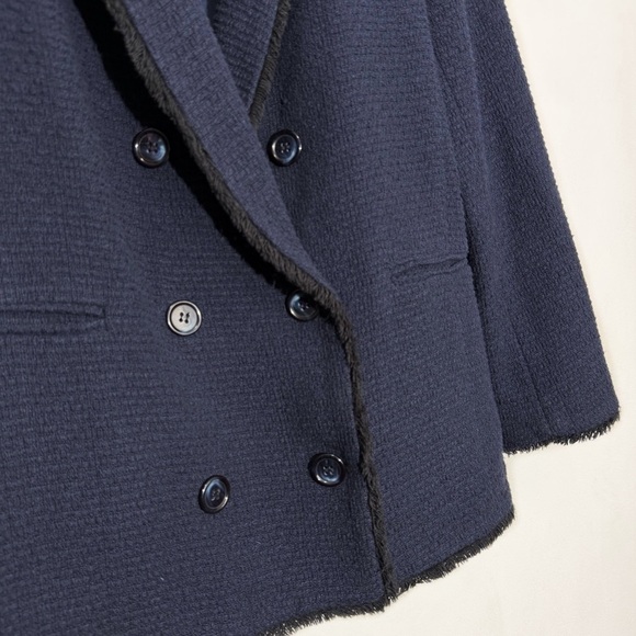 Helene Berman London x Anthropologie Tweed Double-Breasted Blazer, Navy Blue 10 - Picture 5 of 9